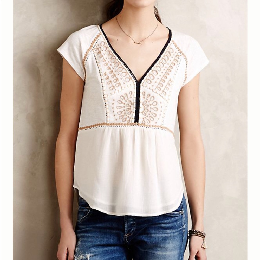 Anthropologie embroidered blouse